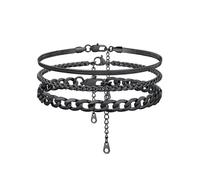 KeyStyle Tobilleras de clip para mujer, chapado en oro de 14 quilates, juego de tobilleras de cuerda cubana de acero inoxidable, paquete de tobilleras Figaro en capas de joyería de verano (2 unidades