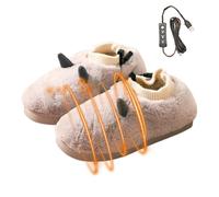 Keyubria Calentador de pies recargable, pantuflas eléctricas con calefacción | Calentador de pies eléctrico que calienta acogedoras zapatillas de felpa,Zapatos calentados por USB para casa, pantuflas