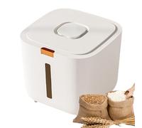 Keyubria Contenedor de almacenamiento de arroz, resistente a la humedad, contenedor de arroz con tapa automática, contenedores de almacenamiento de harina de cereales de cocina de 5 kg, cubo de arroz