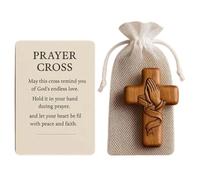Keyubria Cruz de Bolsillo de Madera | Cruces de Mano para Rezar,Cruz de Madera Decorativa para Cristianos Coleccionistas Familias Devoción Diaria Memoriales