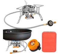Keyubria Hornillo de Camping | Quemador Portátil para Senderismo con Encendido Piezoeléctrico,Quemador Plegable Con Control De Llama Ajustable Para Senderismo Montaña Playa Picnic Y Parrilla