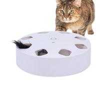 Keyubria Juguete interactivo inteligente para gatos, ratones interactivos automáticos de 7 agujeros golpean a un topo, juego de atrapar ratones, recargable por USB, juguete automático de plumas para