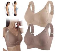 KEYULI Floralshe Brasier, Sujetador Floralshe,Sujetador inalámbrico Ajustable de Cuatro Filas de Color sólido para Mujer,Sujetadores de Cobertura Total sin Costuras Suaves (M (40-50 kg),2 Piezas-B)