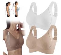 KEYULI Floralshe Brasier, Sujetador Floralshe,Sujetador inalámbrico Ajustable de Cuatro Filas de Color sólido para Mujer,Sujetadores de Cobertura Total sin Costuras Suaves (XL (60-70 kg),2 Piezas-C)