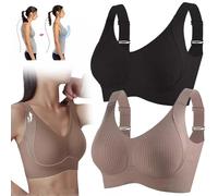 KEYULI Floralshe Brasier, Sujetador Floralshe,Sujetador inalámbrico Ajustable de Cuatro Filas de Color sólido para Mujer,Sujetadores de Cobertura Total sin Costuras Suaves (L (50-60 kg),2 Piezas-A)