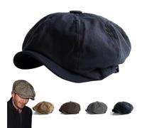 KEYULI Gorras de Boina Gorra Octogonal de Vendedor de periódicos,Sombreros de Boina de Pintor Vintage,Gorras planasTamaño Ajustable,Gorra Octogonal de Vendedor de periódicos (XL (61cm ~ 63cm),Negro)