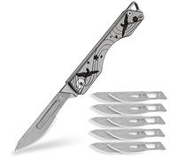 KeyUnity Cuchillo plegable de titanio KK01, práctico cuchillo de bolsillo EDC con hoja intercambiable No.24 para caza al aire libre, camping, pesca (Patrón de pájaro en flor de cerezo)