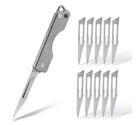 KeyUnity Cuchillo plegable de titanio KK01S, cuchillo de bolsillo EDC utilitario con hoja reemplazable #11, para caza al aire libre, camping, pesca, senderismo para hombres y mujeres