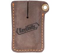 KeyUnity KA03 Funda de Cuero EDC Organizador de Bolsillo Cosido a Mano Multiherramienta Estuche Deslizante para mosquetón KU00, cortaúñas, Mini Linterna, Mini palancas