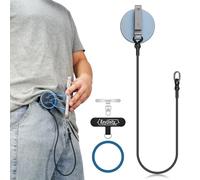 KeyUnity KH01 - Soporte magnético para teléfono con cordón antirrobo, soporte de teléfono de acceso manos libres de liberación rápida para cinturón y correas, correa elástica para correr, viajar