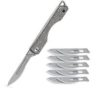 KeyUnity KK01 Navaja plegable de titanio, navaja de bolsillo EDC de utilidad con hoja reemplazable n. ° 24, para caza al aire libre, camping, pesca, senderismo (Patrón de Nubes)
