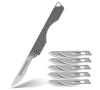 KeyUnity KK01KUP Cuchillo Plegable de Titanio, Cuchillo de Bolsillo EDC con Hoja Reemplazable #24, para Caza al Aire Libre, Camping, Pesca, Senderismo para Hombres y Mujeres (KU Pattern)