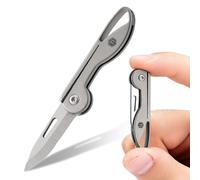 KeyUnity KK05 Mini navaja de bolsillo de titanio para llevar todos los días - Cuchilla plegable afilada, herramienta EDC liviana para acampar, caminar y al aire libre