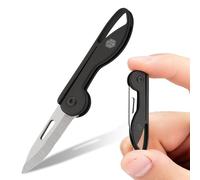 KeyUnity KK05BK Mini navaja de bolsillo de titanio para transporte diario, hoja plegable afilada, herramienta EDC ligera para acampar, hacer senderismo y actividades al aire libre