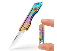 KeyUnity KK06 Navaja de bolsillo de titanio, minicuchillo EDC pequeño, cuchillo plegable muy afilado, llavero EDC ligero para acampar y supervivencia al aire libre (TI36P)