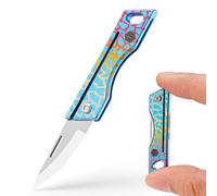 KeyUnity KK06 Navaja de Bolsillo Mini EDC, Pequeña Navaja Plegable de Titanio con Orificio Para llave Integrado para uso Diario, Senderismo y Actividades al Aire Libre.(TI40P)