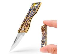 KeyUnity KK06 Navaja de Bolsillo Mini EDC, Pequeña Navaja Plegable de Titanio con Orificio Para llave Integrado para uso Diario, Senderismo y Actividades al Aire Libre.(TI29P)