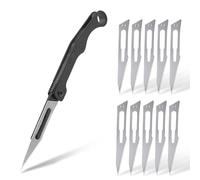 KeyUnity KK13 Navaja Plegable de Titanio, Pequeño Bisturí con 11 hojas Intercambiables, Multiherramienta EDC con Clip de Bolsillo, Ideal Para Acampar, Pescar, Hacer Senderismo y más, Negro
