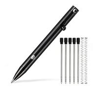 KeyUnity KP00 Bolígrafo de acción de Perno de aleación de Titanio con recargas adicionales, bolígrafo de Bolsillo retráctil para Uso Diario Signature, Punta Fina, Tinta Negra (PVD negro)
