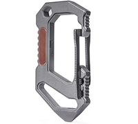 KeyUnity KU03 Titanio EDC Mosquetón de Liberación Rápida Multiherramienta 6 en 1 Multiherramienta Llavero Abrebotellas Destornillador Destornillador Ranurado Abrebotellas Palanca Plata