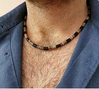KEYVOR Collar Collar Africano de los Hombres Moda Africano con Cuentas de joyería de Tendencia Surfista Collar Regalo de Hombres de Madera Collar de Playa Collar Mujer (Color : 2, Size : 45cm)