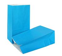 KEYYOOMY 100 bolsas de papel azul pequeñas de papel kraft azul cielo, bolsas de regalo de fiesta, bolsa de almuerzo de papel (100 unidades, 3.1 x 5.1 x 9.4 pulgadas)