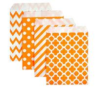 KEYYOOMY 100 bolsas de papel de lunares para bufé de caramelos, color naranja, pequeñas bolsas de papel de lunares para bodas, fiestas de cumpleaños (5 x 7 pulgadas)