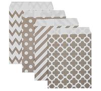 KEYYOOMY 100 bolsas grises para bufé de caramelos, pequeñas bolsas de galletas de papel de lunares para bodas, fiestas de cumpleaños (5 x 7 pulgadas)