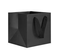 KEYYOOMY 20 bolsas de regalo cuadradas negras con asas, pequeñas bolsas de regalo de papel kraft con fondo cuadrado, bolsas de regalo para bodas, cumpleaños, Navidad, compras, negocios (6 x 6 x 6