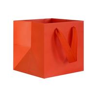 KEYYOOMY 20 bolsas de regalo cuadradas rojas con asas, pequeñas bolsas de regalo de papel kraft con fondo cuadrado, bolsas de regalo para bodas, cumpleaños, Navidad, compras, negocios (6 x 6 x 6