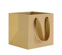 KEYYOOMY Bolsas de regalo cuadradas marrones de 20 unidades con asas, pequeñas bolsas de regalo de papel kraft con fondo cuadrado, bolsas de regalo para bodas, cumpleaños, Navidad, compras, negocios