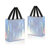 KEYYOOMY Bolsas de regalo iridiscentes con asas, bolsa de regalo reutilizable no tejida con asas, tamaño mediano, bolsas de recuerdos de fiesta, bolsas de regalo de cumpleaños, bolsa de regalo de boda