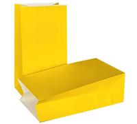 KEYYOOMY Mini bolsas de papel de color brillante, bolsas amarillas para recuerdos de fiesta, pequeñas bolsas de papel para el almuerzo (amarillo, 50 unidades, 3.5 x 2.4 x 7.1 pulgadas)