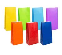 KEYYOOMY Mini bolsas de papel de color brillante, bolsas de regalo para fiestas, pequeñas bolsas de papel para el almuerzo (100 unidades, 3.5 x 2.4 x 7.1 pulgadas)