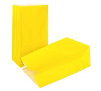 KEYYOOMY Pequeñas bolsas de papel amarillas para fiestas, bolsas de regalo de fiesta, bolsa de almuerzo de papel (100 unidades, 4.7 x 2.4 x 8.7 pulgadas)