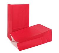 KEYYOOMY Pequeñas bolsas de papel rojas para recuerdos de fiesta, bolsa de regalo de fiesta, bolsa de almuerzo de papel (24 unidades, 4.7 x 2.4 x 8.7 pulgadas)