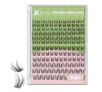 KEYYOU Angel Lash Clusters Manga Extensiones de Pestañas Curl D 144 Pestañas postizas Wispy Natural Invisible Cinta Pestañas con Impermeable DIY Extensiones de Pestañas en Casa (Angel-D-8-16MIX)