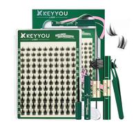 KEYYOU Pestañas de manga para pestañas, racimo individual en filigrana, con 10 ml de removedor Bond & Seal 10 - 16 mm de extensión para pestañas con puntas D Curl Fairy Style Manga Cosplay hazlo tú
