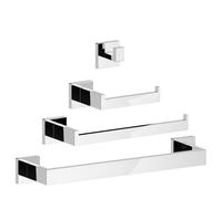 Kezaara Juego de 4 accesorios de baño cromados, juego de accesorios de baño, ganchos plateados de acero inoxidable 304, soporte para papel higiénico, toallero, montaje en pared, acabado cromado pulido