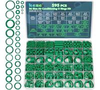 KEZE 595 Pcs Metric and SAE Air Conditioning O Ring Kit,36 Size Seal Rubber O-Rings Assortment Set for Compressor Automotive A/C Plumbing Repair ID:3-22mm (Green)