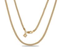 KEZEF Cadena Cubana Miami 3mm en Plata de Ley 925 - Collar Unisex con Cierre Mosquetón - Acabado en Plata, Oro 18kt u Oro Rosa