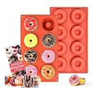 Kezidhp 2 Moldes Silicona Donuts 8 Cavidades Reutilizable Antiadherente | Ideal para Hornear Donas, Galletas y Gelatina, Repostería Casera, Fácil Desmolde, Apto Lavavajillas, Material Seguro