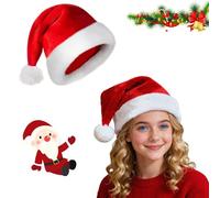 Kezidhp 2 PCS Gorros Navidad, Peluche con Borde Extra Grueso Gorro Papa Noel de Santa Claus Tradicionales Rojo y Blanco, Sombrero para Fiestas de Celebración