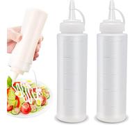 Kezidhp Botella Exprimible, 2 Pcs 250ml 8oz, Dispensador de Salsas sin BPA - Antifugas, para Condimentos, Mayonesa, Mostaza, Salsa de Tomate, Picante, Cocina y Postres