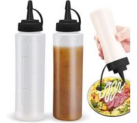 Kezidhp Botella Exprimible, 2 Pcs 350ml 8oz, Dispensador de Salsas sin BPA - Antifugas, para Condimentos, Mayonesa, Mostaza, Salsa de Tomate, Picante, Cocina y Postres