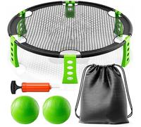 Kezidhp Juego de Roundnet Completo con 2 Pelotas, Bomba de Aire, Redes, Cuerda de Tensión y Bolsa de Transporte | Portátil para Playa, Césped, Jardín y Parque