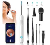 KEZZIN Otoño eliminador de cerumbre, cámara Wifi, 1080P, ultrafina, HD, inalámbrico, impermeable, espejo para los oídos con lente de 3,5 mm y 6 ledes, aplicable a iOS Android (blanco)