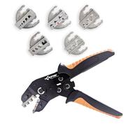 KF CPTEC Juego de alicates de crimpado de 6 piezas para cable coaxial, terminales aislados y sin aislamiento, férulas y conector Photo Voltaik con mordazas intercambiables