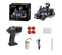 KF35 - Motocicleta de control remoto a escala 1:43, 2.4G 3WD, control del acelerador de función completa, bicicleta de acrobacias RC con luces LED y mini figura para aficionados