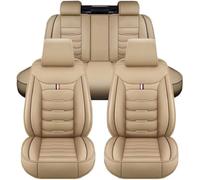 KFBJM Fundas Asientos Coche para Audi Q2 Q3 8U Q5 8R Q7 4L Q7 4M Q8 1995-2023, Cuero Asientos Traseros Delanteros Juego Protector Cómodo Impermeables Interior Accesorios,Beige